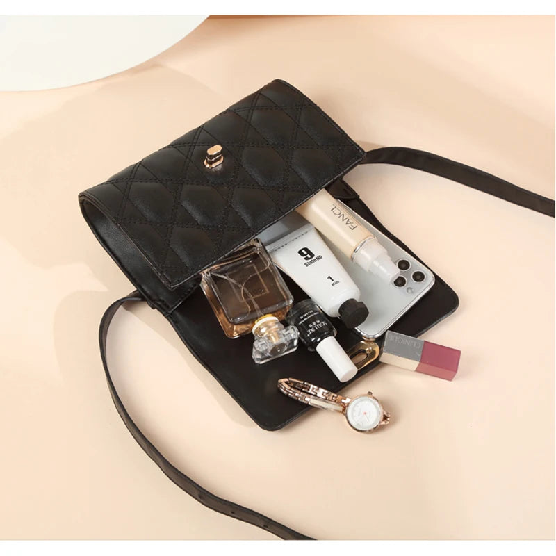 Women Leather Fanny Pack Waist Belt Bag Retro Plaid Chest Bags Female