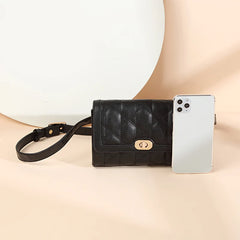 Women Leather Fanny Pack Waist Belt Bag Retro Plaid Chest Bags Female