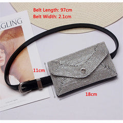 Women Waist Bag Diamonds Waist Packs Detachable Belt Fanny Pack