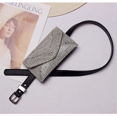 Women Waist Bag Diamonds Waist Packs Detachable Belt Fanny Pack