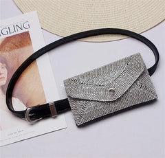 Women Waist Bag Diamonds Waist Packs Detachable Belt Fanny Pack