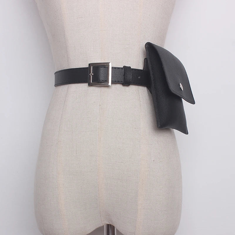 Leather Waist Bag Chain Fanny Pack Phone Pouch