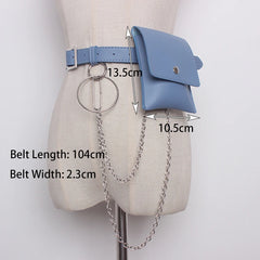 Leather Waist Bag Chain Fanny Pack Phone Pouch