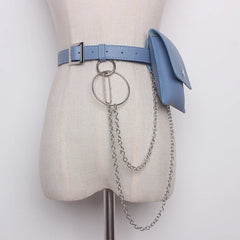 Leather Waist Bag Chain Fanny Pack Phone Pouch