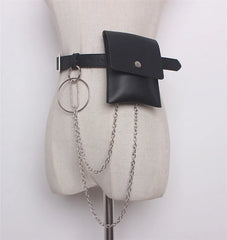 Leather Waist Bag Chain Fanny Pack Phone Pouch