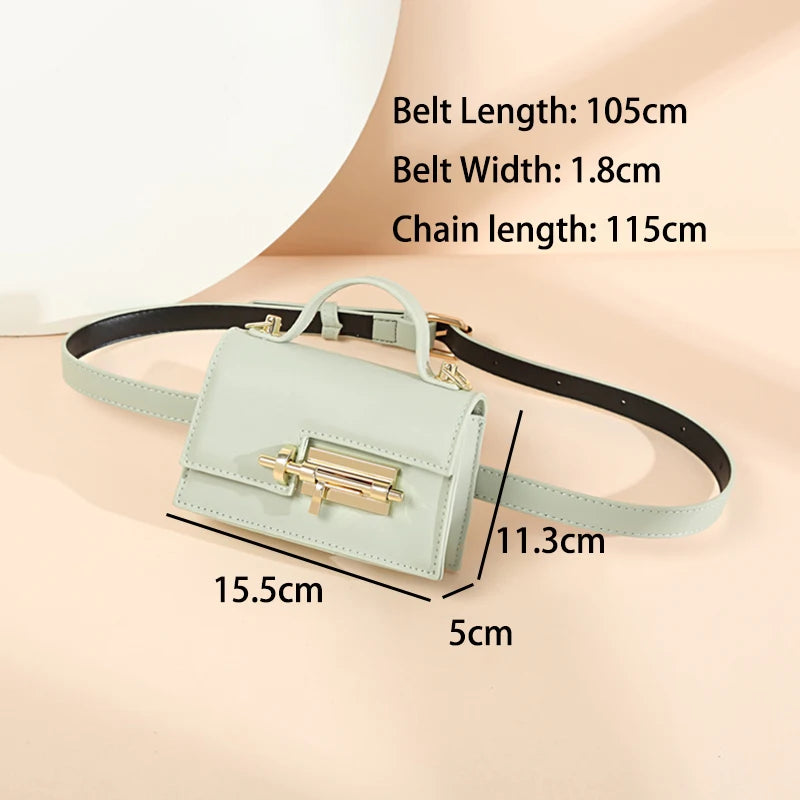 Women Waist Bag Fanny Pack Leather Shoulder Bags Female Chain Hip Hop Waist Pack