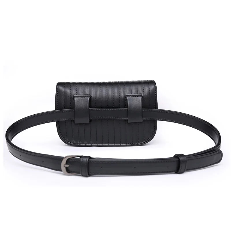 Leather Fanny Pack Women Waist Pack Rivets Purse Bolosa