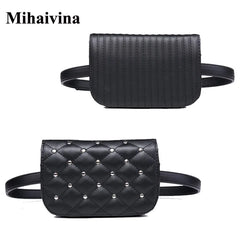 Leather Fanny Pack Women Waist Pack Rivets Purse Bolosa