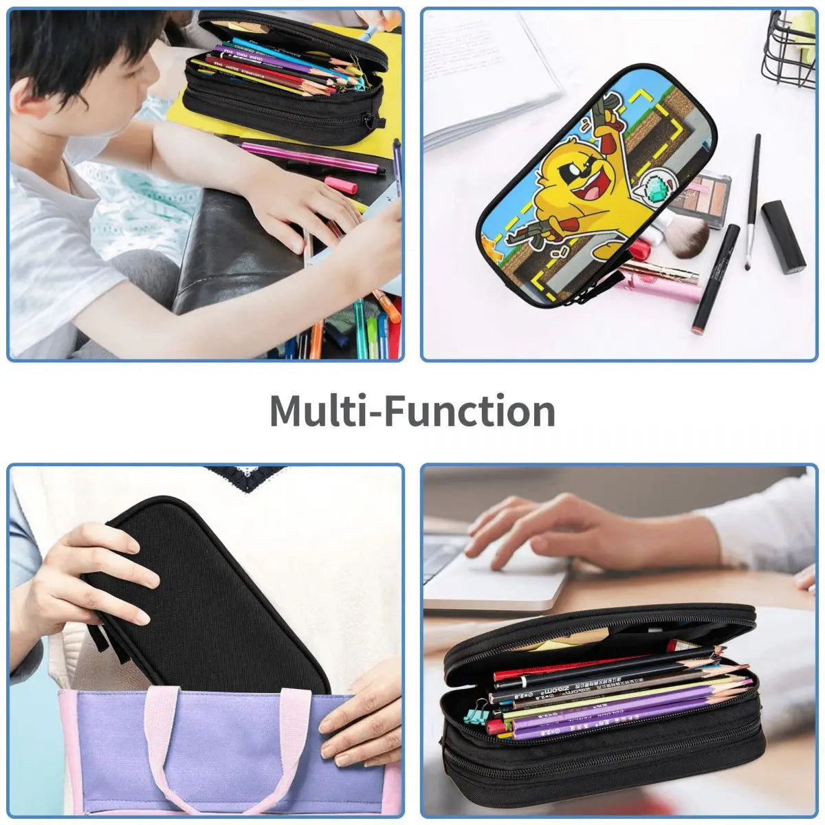Anime Zipper Pen Bag Student Stationery Organizer Case Pouch
