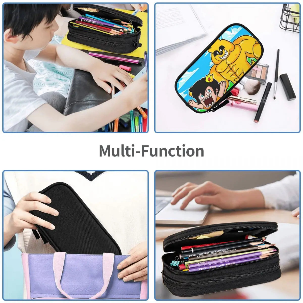 Anime Zipper Pen Bag Student Gift for Writing Supplies Storage