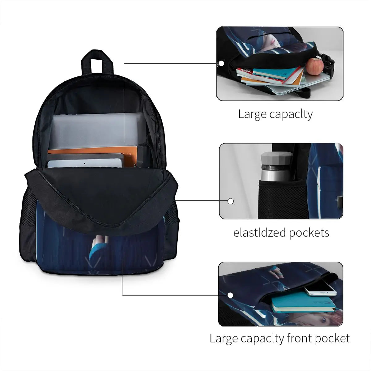 Print School Bag Backpacks Men's Women's Girl Bag for School
