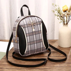 Plaid Mini Backpack Crossbody Bag for Teenage Girl Women Shoulder Phone Purse