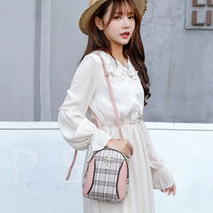 Plaid Mini Backpack Crossbody Bag for Teenage Girl Women Shoulder Phone Purse