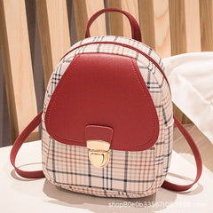 Mini Backpack Crossbody Bag Plaid Shoulder Phone Purse Female
