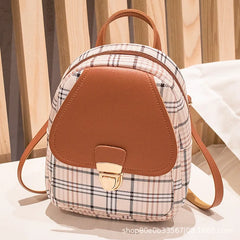 Mini Backpack Crossbody Bag Plaid Shoulder Phone Purse Female