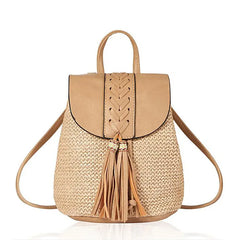 Straw Mini Backpack Crossbody Bag for Teenage Girls