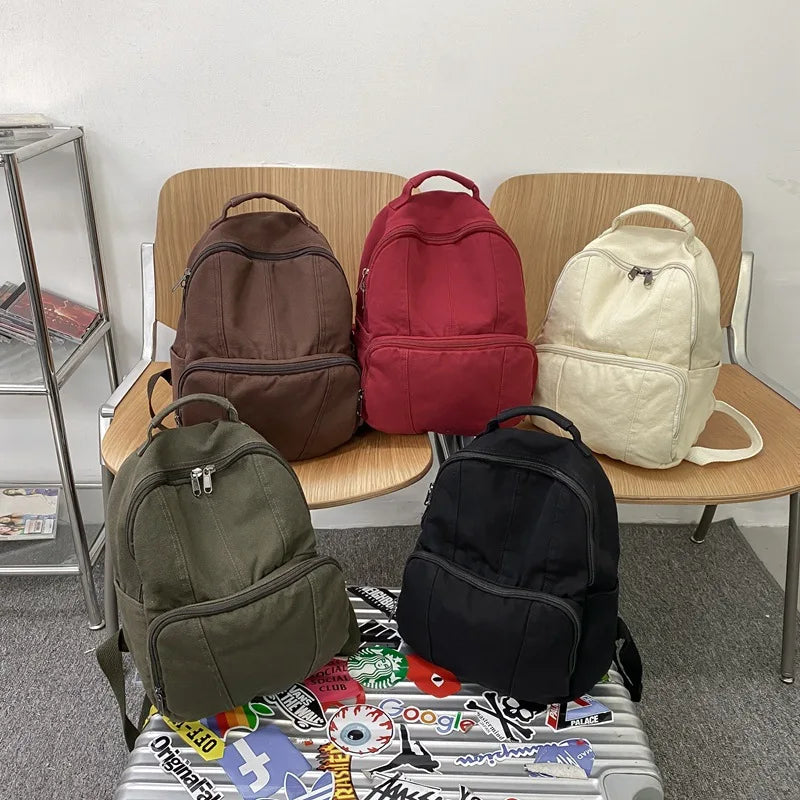 Canvas Mini Backpack Vintage Lady School College Travel Bag