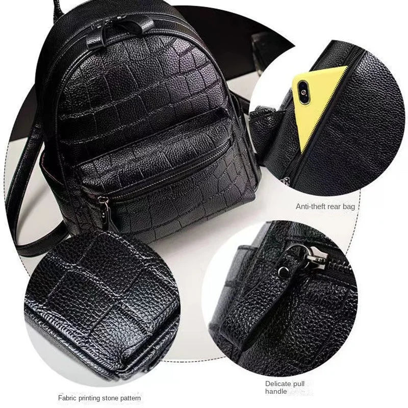 Crocodile Pattern Mini Backpack for Women Girls