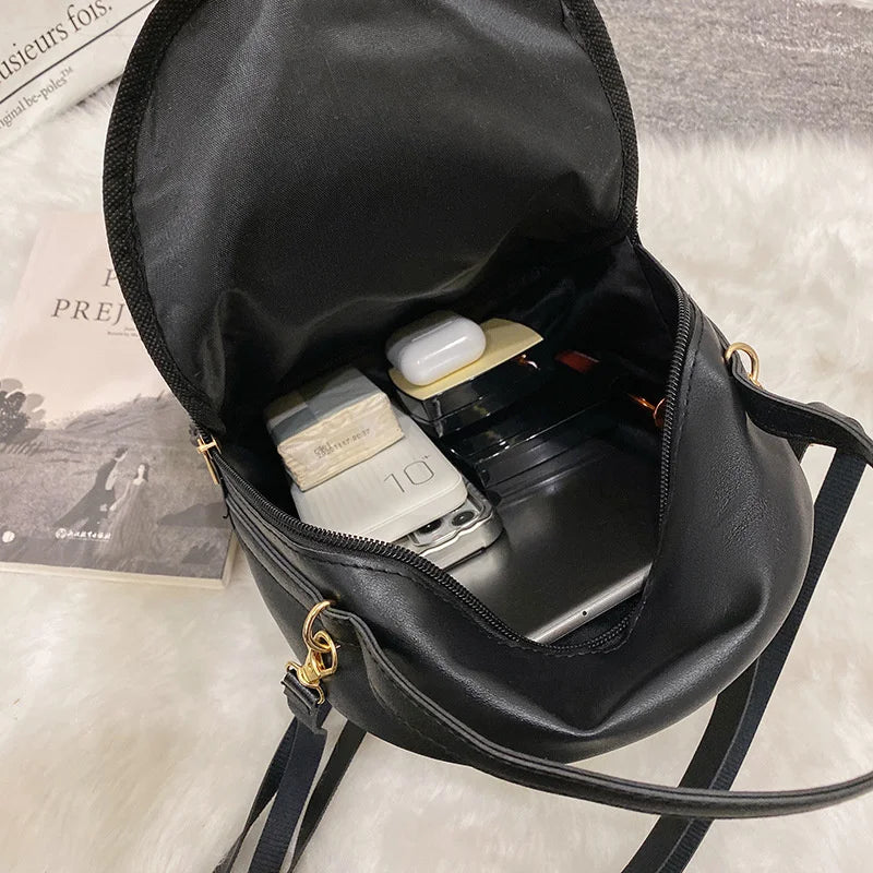 Mini Backpack PU Leather Women's Travel Bag Female Shoulder Crossbody B