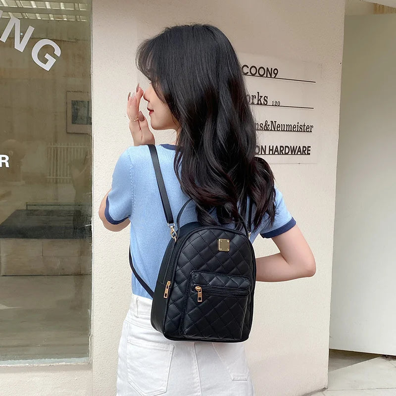 Mini Backpack PU Leather Women's Travel Bag Female Shoulder Crossbody B
