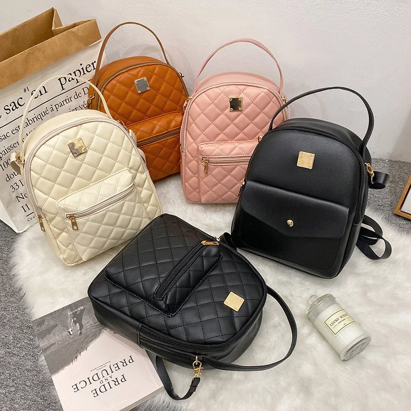 Mini Backpack PU Leather Women's Travel Bag Female Shoulder Crossbody B
