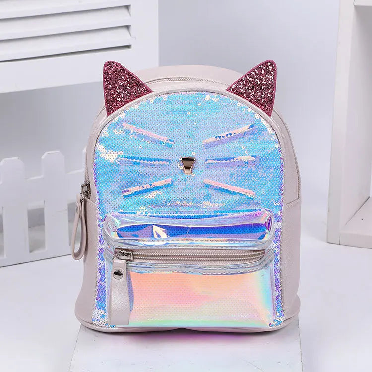 Mini Backpack Women Sequin Leather Shoulder Bags Kids Backpack