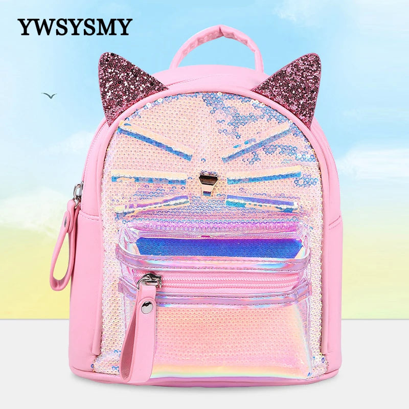 Mini Backpack Women Sequin Leather Shoulder Bags Kids Backpack