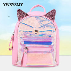 Mini Backpack Women Sequin Leather Shoulder Bags Kids Backpack