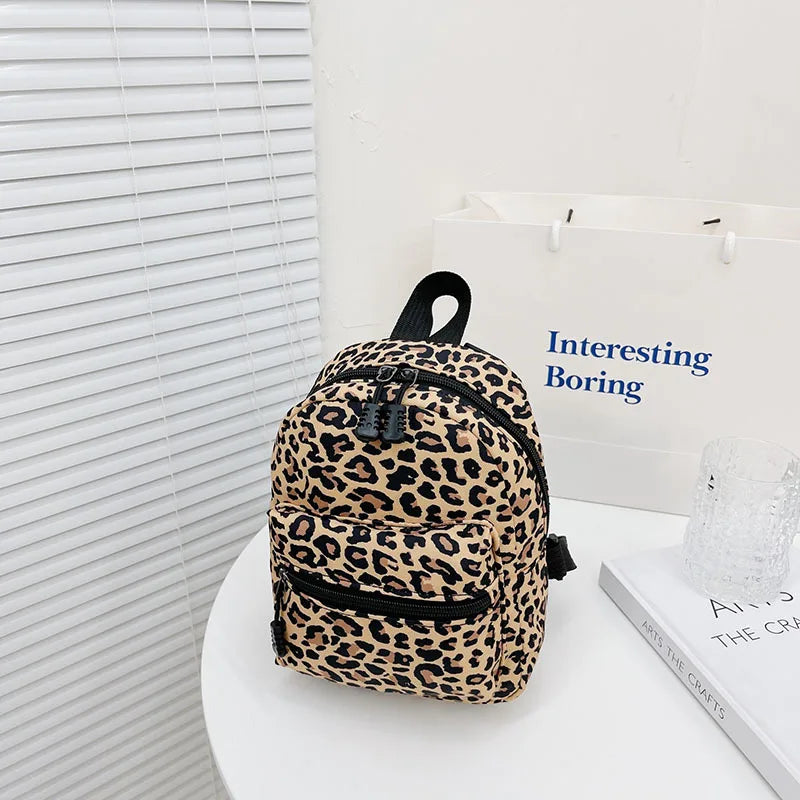 Women's Nylon Animal Print Mini Backpack School Bag