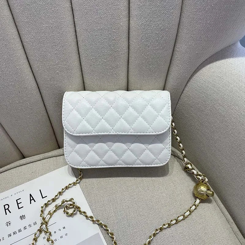 Mini Bead Waist Chain Bag Diamond Lattice Shoulder Bag Female Chest Bag