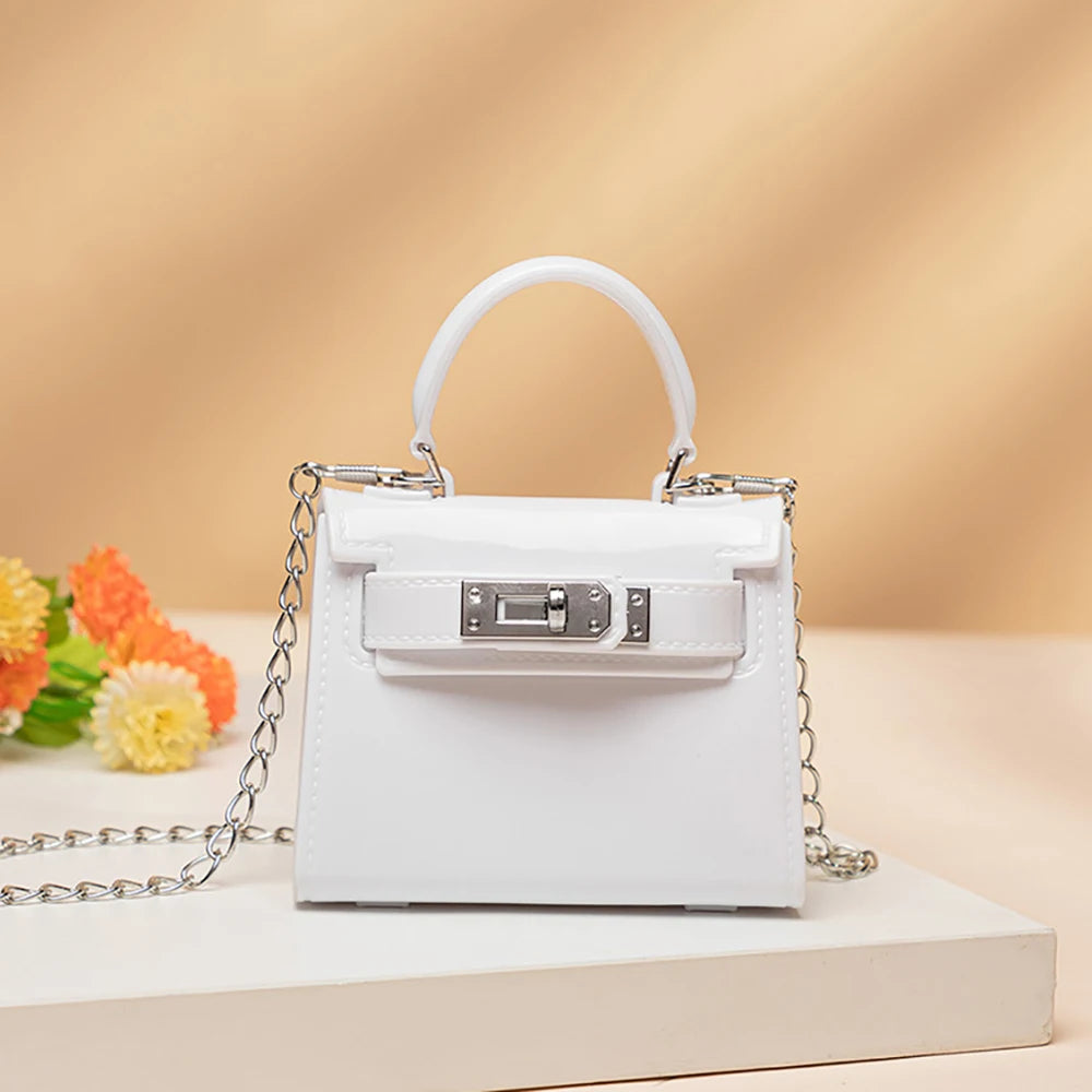 Mini Bag Jelly Handbags Flap Purses Small Tote Vintage Pink Chain Lock Party