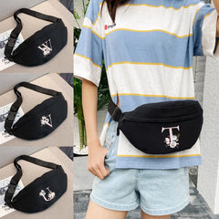 Pink Flower Mini Waist Pack with 26 Letters, Travel Crossbody Bag