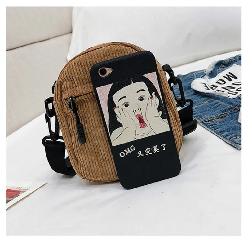 Mini Canvas Crossbody Shoulder Bags for Women Cotton Cloth Lady Fabric Bag