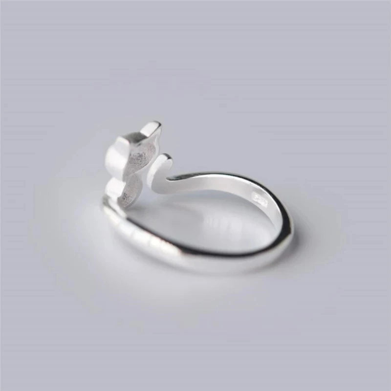 Mini Cat Temperament Drawing Sweet Female Resizable Rings