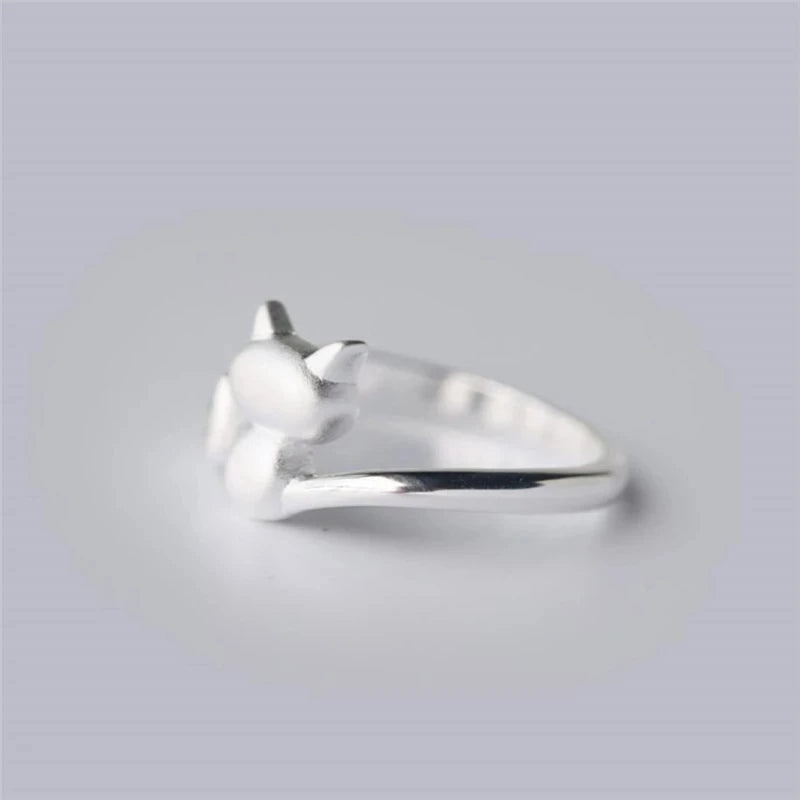 Mini Cat Temperament Drawing Sweet Female Resizable Rings