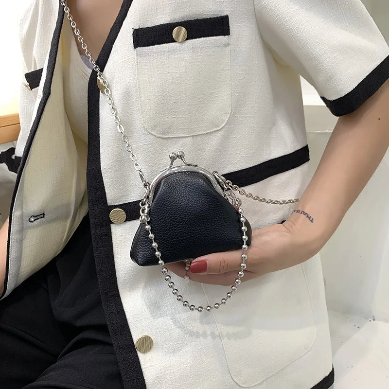 Small Mini Chains Clip Shoulder Bag Women Coins Purse Female Tote Clutch