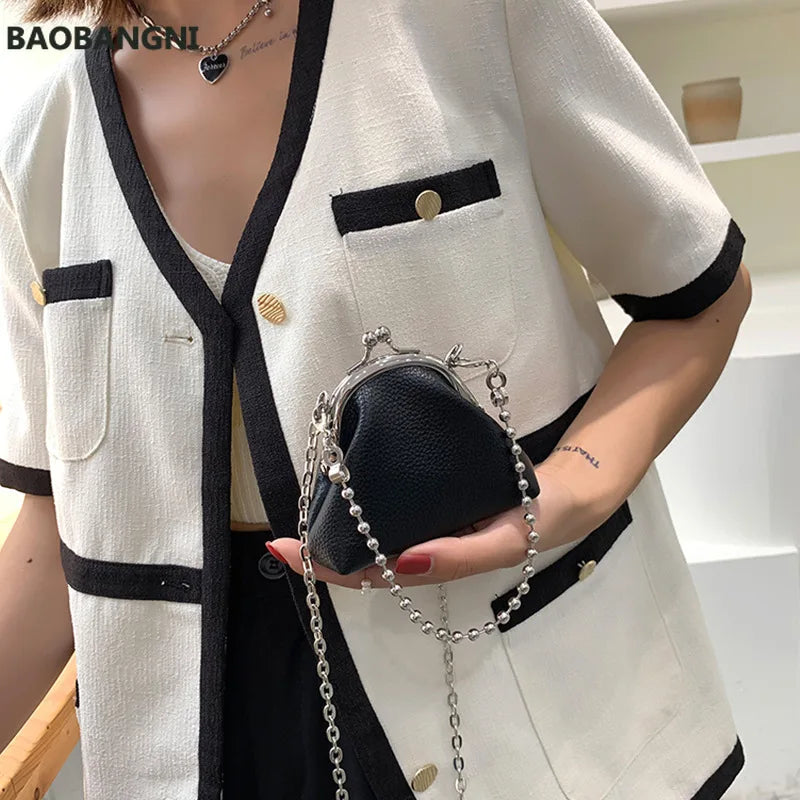 Small Mini Chains Clip Shoulder Bag Women Coins Purse Female Tote Clutch