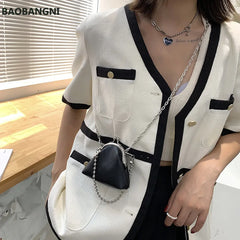 Small Mini Chains Clip Shoulder Bag Women Coins Purse Female Tote Clutch
