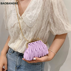 Mini Clamp PU Leather Crossbody Bag for Women Ladies Travel Chain Shoulder Hand