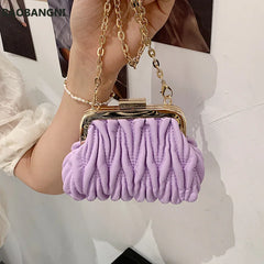 Mini Clamp PU Leather Crossbody Bag for Women Ladies Travel Chain Shoulder Hand