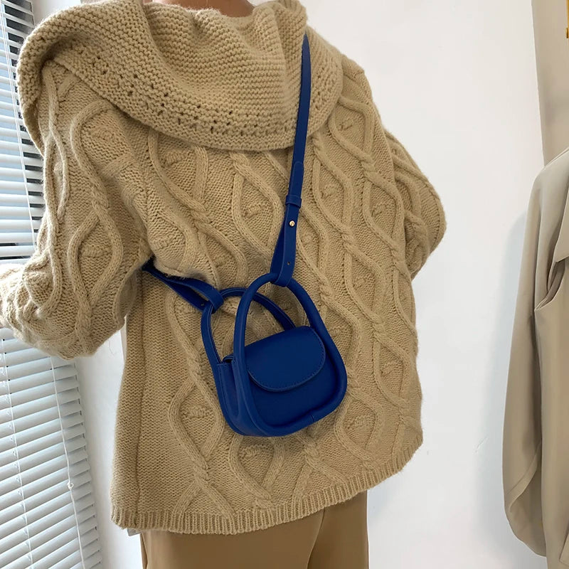 Solid Leather Crossbody Bag for Women Top Handle Clutches