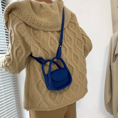 Solid Leather Crossbody Bag for Women Top Handle Clutches