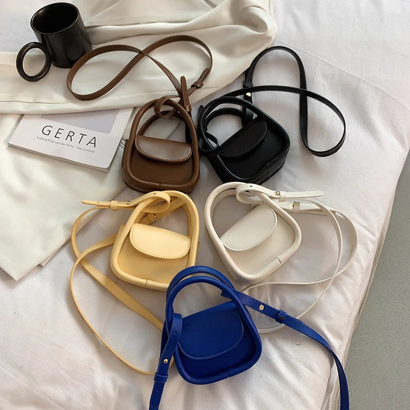 Solid Leather Crossbody Bag for Women Top Handle Clutches