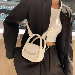 Solid Leather Crossbody Bag for Women Top Handle Clutches