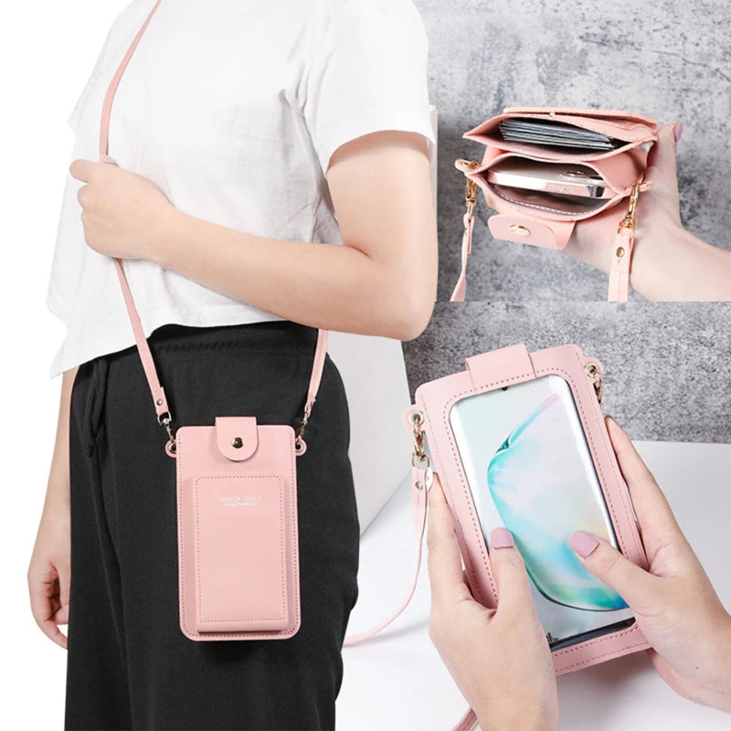 Mini Crossbody Shoulder Bags Women Touchable Cell Phone Pocket Card Purse