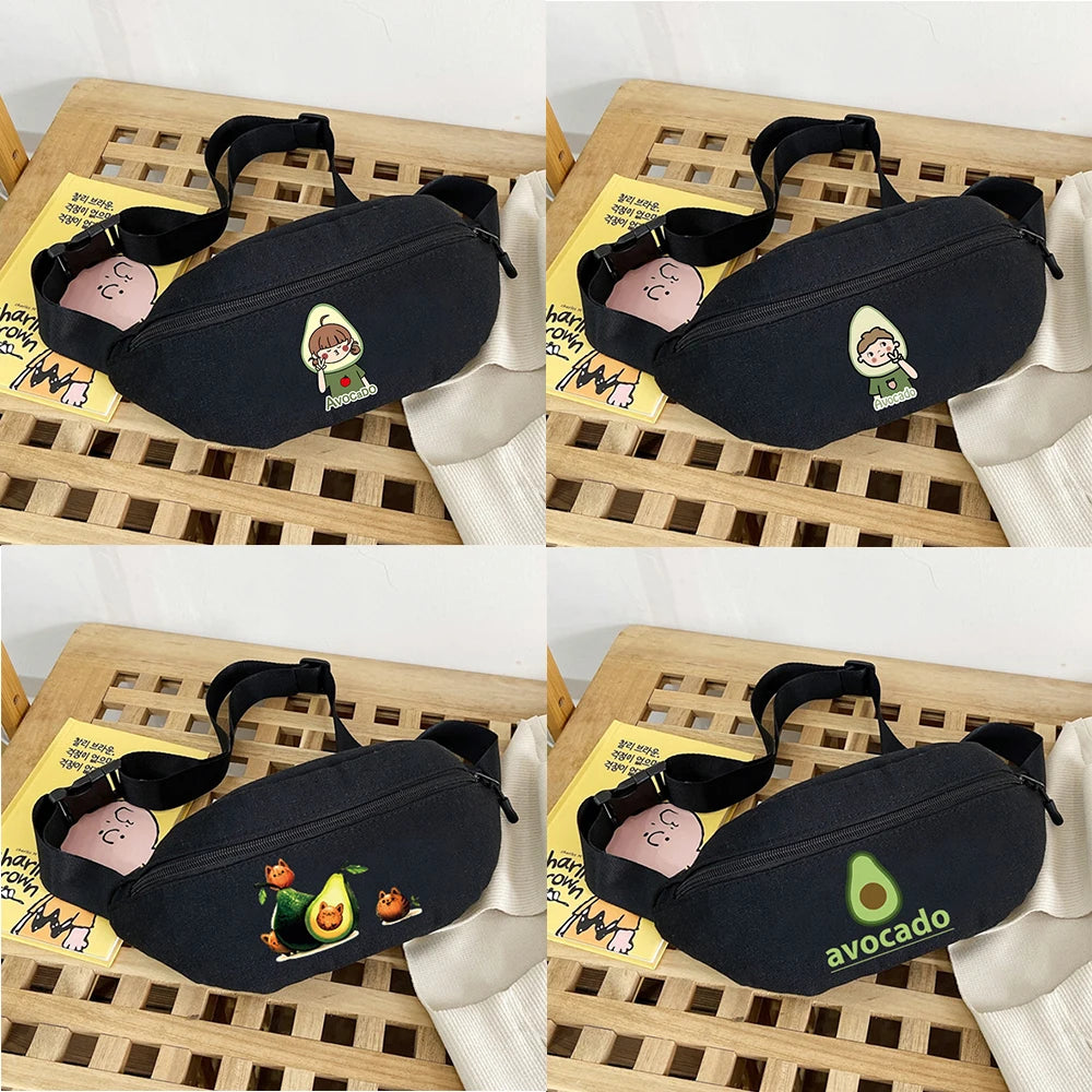 Avocado Print Canvas Mini Crossbody Shoulder Waist Bag