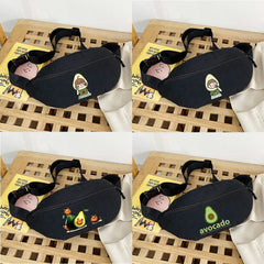 Avocado Print Canvas Mini Crossbody Shoulder Waist Bag