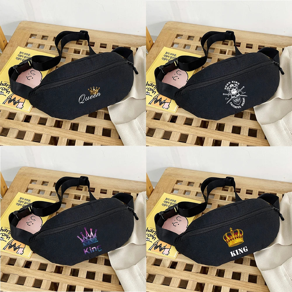 Queen Print Waist Bag for Women Youth Organizer Wallet