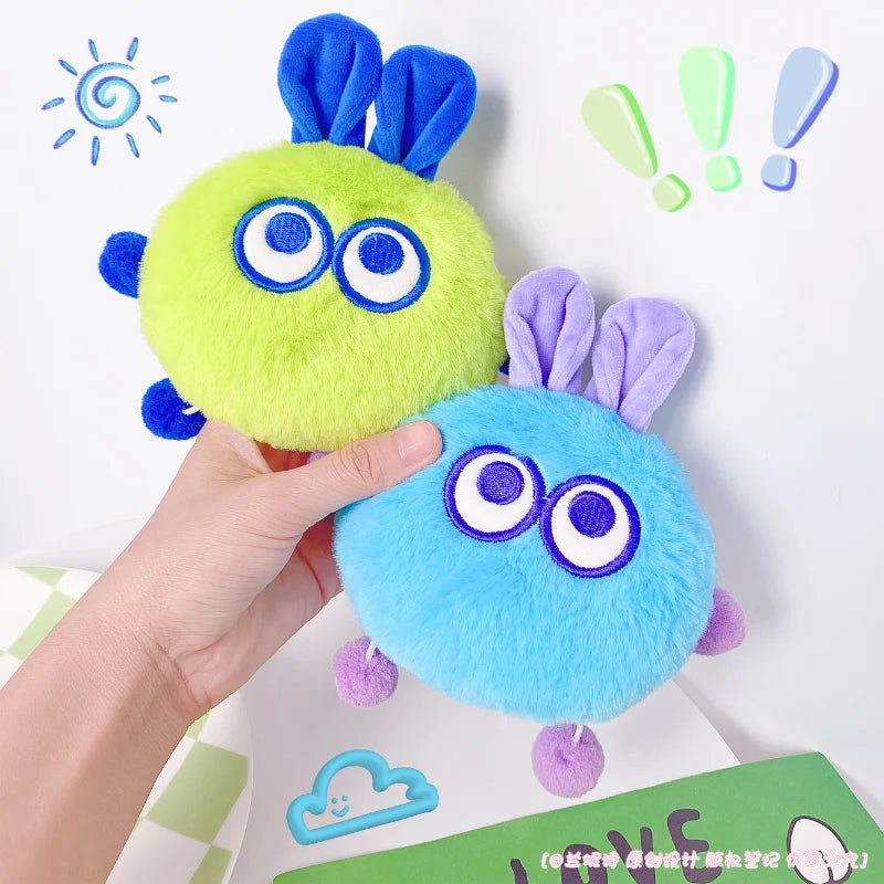 Mini Rabbit Elf Ball Plush Coin Purse Key Organizer Zipper Pouch Keychain Bag