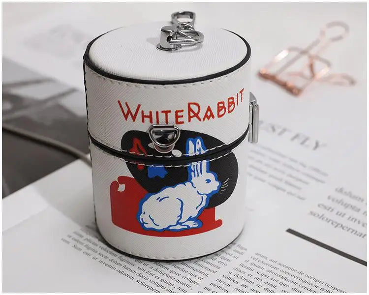 Cartoon Rabbit Print Shoulder Messenger Crossbody Bag with Chain Handbag